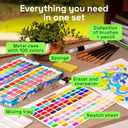 ARTISTRO 100 Color Watercolor Paint Set - Portable Paint Art Kit with Palette and Brush Pens - Travel Water Color Set for Adults, Professionals, Kids - Art and Painting Supplies - Gift Idea