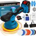 Cordless Car Buffer Polisher Kit 6 Inch with 21V 2x2000mAh & 9 Pcs Attachments, Car Polisher with 8 Variable Speed 2800-5500RPM, Orbital Polisher for Detailing, Sanding, Scratch Removing