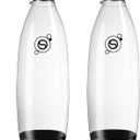 sodastream 1L Twin Pack Dishwasher Safe Slim Bottle (Black)
