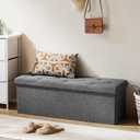 DUMOS 43 Inch Folding Storage Ottoman Bench, Large Hidden Storage Chest with Thicker Foam Padded Seat, End of Bed Foot Rest Stool for Bedroom Living Room Entryway, Load 660 lbs, Grey