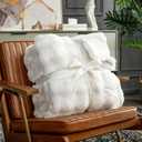 Cozy Bliss Faux Fur Throw Blanket for Couch, Fuzzy Soft Plush Thick Bubble Blanket for Sofa Bedroom Living Room, 50 * 60 Inches Cream White