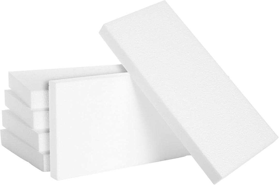 Juvale 6 Pack Craft Foam Sheets, 1 Inch Thick Rectangle Blocks for Floral Arrangements, DIY Projects, Packing (12 x 6 x 1 in Foam Sheets for Crafts)