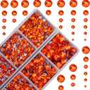 4000pcs Mixed Size Hot Fix Round Crystals Gems Glass Stones Hotfix Flat Back Rhinestones (Orange) (4000 Count (Pack of 1))