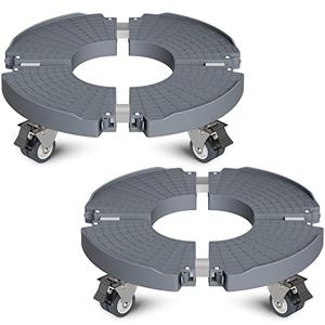 Goovilla Heavy Duty Plant Stand with Wheels, 2Pack Adjustable 15-22 Plant Caddy with Lockable Caster Wheels 440LBS, Rolling Stand/Dolly/Roller for Indoor Outdoor Large Planter, Flower Pot,Gray