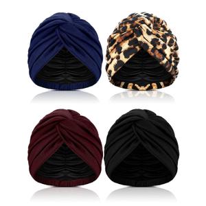 4 Pieces Turbans for Women Silk Satin Lined Turban Head Wrap Adjustable Twisted Headwrap Hair Cover Wrap(Retro Color)