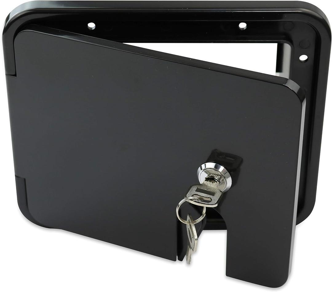 RV Camper Trailer Motorhome Power Cord Hatch Electrical Access Door (Black-1802MB)