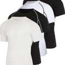 4 Pack: Mens Short Sleeve Shirts Compression Base Layer Thermal Undershirt Slimming Black Active Athletic T-Shirt Dry Fit Workout Sports Rashguard Gym Running, 4XL Tall