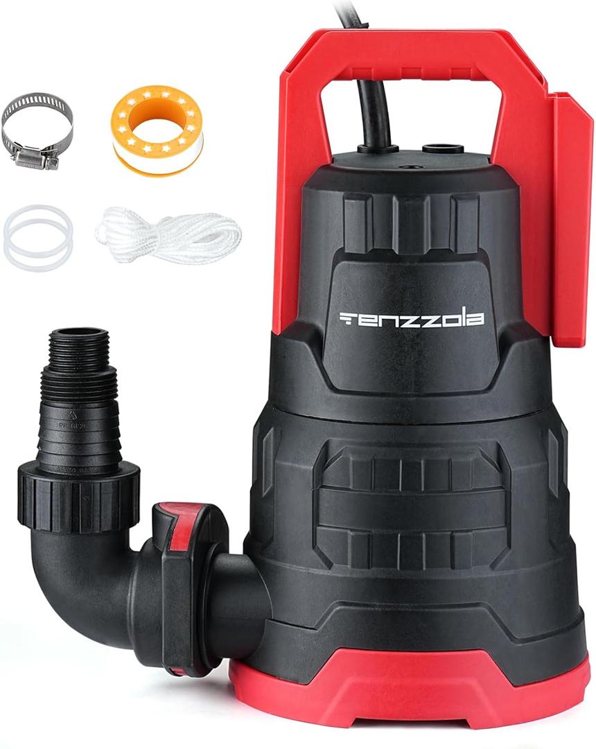 Sump Pump, 1 HP 3960GPH Submersible Utility Water Pump, Thermoplastic Portable Electric Water Removal Transfer Pump with 16.4FT Cord for Swimming Pool Basement Garden Pond Tubs Draining