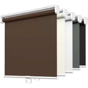 LazBlinds No Tools No Drill Cordless Roller Shades, 100% Blackout Roller Blinds for Windows, Thermal Insulated UV Protection Waterproof Roll Up Window Blinds and Shades, 29'' W x 72'' H, Brown