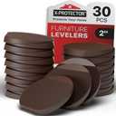 X-Protector Furniture Levelers - 30 PCS 2" Brown Rubber Shims for Leveling - Multi-Purpose Feet to Prevent Wobbling - Good for All Kinds of Furniture! (30 PCS Brown)