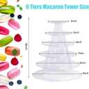 6 Tiers Round Macaron Tower Cake Stand Macaron Display Rack , Plastic Tiered Cake Dessert Serving Tower Tray for Wedding,Baby Shower and Birthday Party Decor