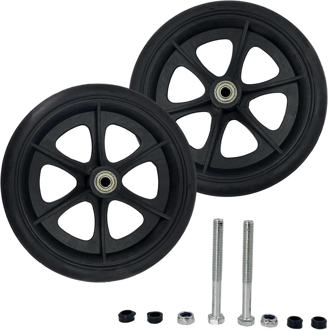 2 Pack 8" Replacement Wheelchair Wheels for Rollator Walker Wear-Resistant PU Wheelchair Front Wheels Drive Rollator Wheels Parts(Black, 8 Inch)