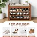 27.6" Entryway Shoe Rack Bench with Cushion, 3-Tier Storage Bench