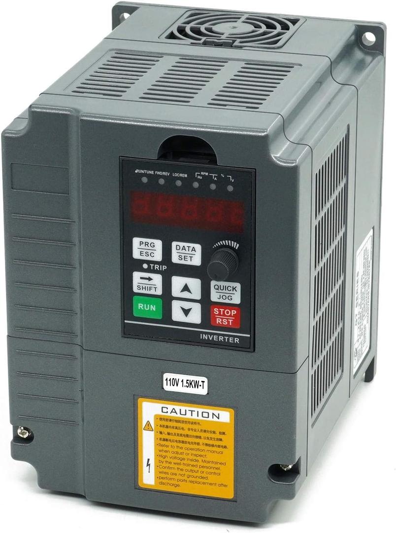 VFD (1.5kw 2hp), Support 110v Input to 220v Output,1 Phase to 3 Phase for 220v-1.5kw 50/60hz Motor Speed Rotation (Voltage Conversion Series)