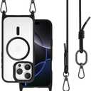 MAGEASY Case for iPhone 16 Pro 6.3" - Case with Crossbody Strap, 16ft Drop Protection, Compatible with MagSafe | Roam M (Black)