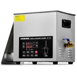 CREWORKS Dual Frequency 10L Digital Ultrasonic Cleaning Machine, 28 & 40 kHz 200W Ultrasonic Cleaner with Adjustable Power, 2.6gal. Ultrasound Cleaner with Degas Mode for Auto Parts Circuit Board