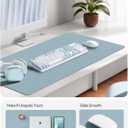 YSAGi Leather Desk Protector, Office Mat, Large Mouse Mat, Non-Slip PU Leather Blotter, Laptop Pad, Waterproof Writing Pad for Office and Home (Ice Blue, 47.2" x 23.6")