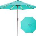 9FT Solar-Powered LED Patio Umbrella with Tilt Crank,Outdoor Market Umbrella with 32 Lights,Sunshade for Deck, Garden and Pool