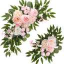 2 Pcs Wedding Arch Decorations - Reusable Artificial Hanging Flowers Floral Swag Greenery Garland for Wedding Welcome Sign Backdrop Bridal Ceremony Reception Backdrop Decoration(Light Pink