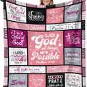 Christian Gifts for Women Blanket 60"x50", Religious Spiritual Gifts for Women, Faith Based Bible Birthday Gifts, Baptism Confirmation Gifts for Girls, Christian Graduation Gifts
