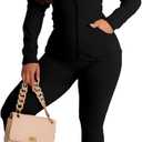YeGine Women 2 Piece Outfits Long Sleeve Tracksuit Bodycon Matching Sets Hoodie Jacket Jogging Suit, L