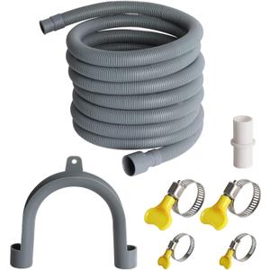 Manste Washer Drain Hose Extension,6FT, Washing Machine Drain Hose Extensionextra Long Washer Drain Hose, U-Bend Holder, Adapter 4 Pcs Clamps