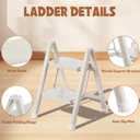 2 Step Ladder Lightweight Portable Folding Step Stool with Anti-Slip Wide Pedal 330lbs Capacity Carbon Steel Ladder for Household,Office,Library(White)