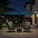 15FT Double Sided Patio Umbrella with Base Included, Double Sided Outdoor Market Umbrella with Flexible Fiberglass Ribs, UV-Blocking Extra Large Umbrella for Garden, Pool, Deck, Lake Blue