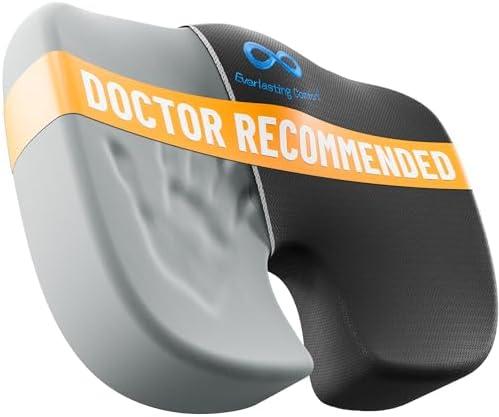 Everlasting Comfort Doctor Recommended Memory Foam Seat Cushion for Office Chairs & Car - Ergonomic Office Desk Accessories - Cushions for Tailbone Pain Relief, Sciatica (Onyx, Large)