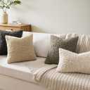 Faux Fur Throw Pillow Covers 20x20 Inch Set of 2 Boucle Neutral Decorative Sherpa Fuzzy Accent Soft Sheepskin Fleece Cushions Modern Home Decor for Couch Sofa Bedroom Living Room,Sage Green