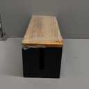 Large Wood Cable Management Box - Cable Organizer Box - 2 Open Slots Cords Hider Box - Under Desk Cord Organizer for Power Strip Extension Cord Surge Protector Charger Wire, Black