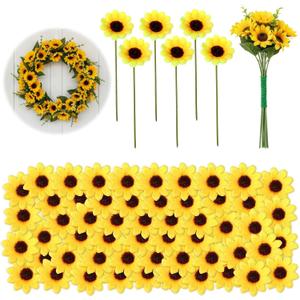 150 Pcs Mini Artificial Sunflower Heads, 1.7 In Sunflowers Artificial Flowers for Spring Summer Decoration, Fake Sunflowers for Home Garden Wedding Party Office Indoor (Only Heads, No Stems)
