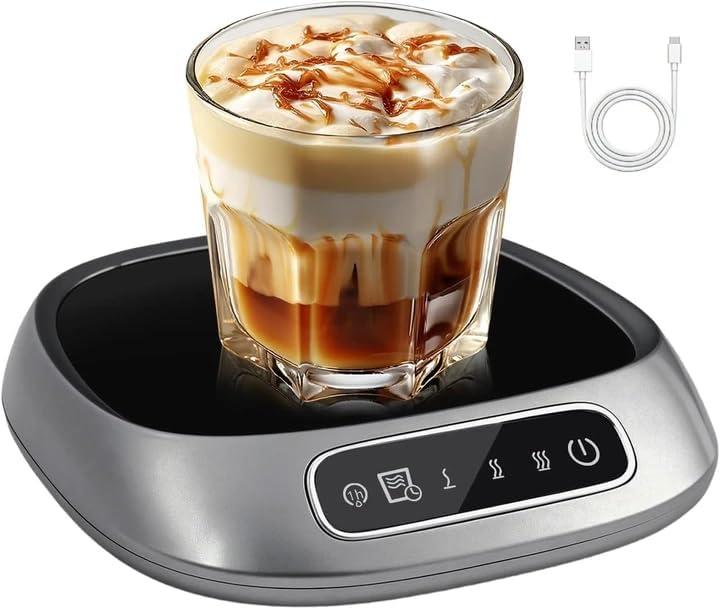 Coffee Mug Warmer, USB Powered Coffee Cup Warmers for Desk, Three Adjustable Temperature Settings and an Automatic Power-Off Function for Tea, Hot Cocoa, Milk (Gray)