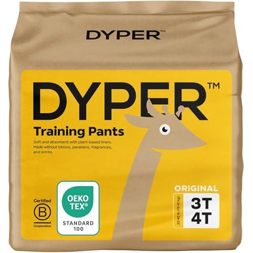 DYPER Toddler Potty Training Pants Girls & Boys, Honest Ingredients, Day & Overnight, Made with Plant-Based* Materials, Hypoallergenic for Sensitive Skin, Unscented (3T-4T (24 Pants))