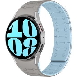 Amizee No Gap Bands Compatible with Samsung Galaxy Watch, Khaki/L-Blue,Size: Galaxy Watch 7 FE 6 5 4 40/44/43/47/45/42/46mm