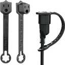 Outdoor Plug Cover, Waterproof Extension Cord Plug Protector for 2 & 3 Prong 120V Outlets - 2 Pack Weather Proof Exterior End Cap for Outside Electrical Plugs, Black