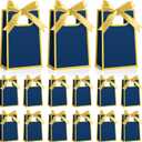Kolldenn 24 Pcs Small Gift Bags with Bow 6.3 x 3.9 x 2.8 Inch Thank You Gift Bags Elegant Mini Paper Bag with Handles for Wedding Bridal Birthday Baby Shower Bridesmaid Party Favors(Navy Blue)