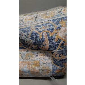 Washable Area Rugs 9x12 Living Room Boho Non Slip Thin Carpet Stain Resistant Vintage Multicolor Printed Oriental Foldable Distressed Rug for Bedroom Indoor House (Skyblue/Apricot/Navy/Ivory)