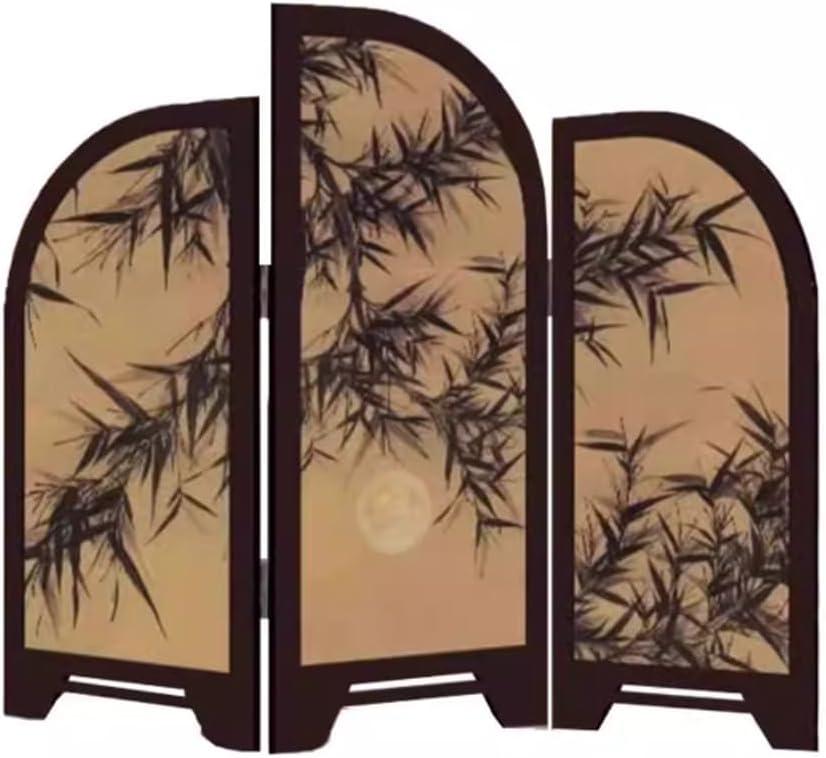 Table Screen,3 Panel Divider Desk Screen,Small Chinese Traditional Decoration,Mini Desktop Feng Shui Ornaments or Home Office New Year Decoration,Oriental Gift, Business Gift