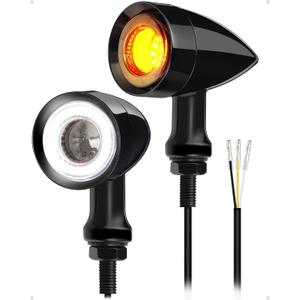 Benlari Motorcycle Bullet 48 LEDs Front Turn Signal Light SMD Blinker Indicator Fit for Honda Yamaha Suzuki Kawasaki Harley Sportster(Black/White and Amber Light)