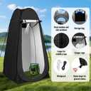 Portable Shower with Heater, Pop Up Camping Shower Privacy Tent Kit with LED Lights, 6000mAh Rechargeable Shower Pump, 6.6 Gal Foldable Bucket, Outdoor Camp Shower Kit for Travel, Pet Bath, Car Wash, 6.6 Gallons with Heater & Tent