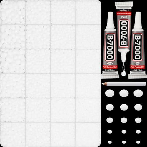 33000Pcs White Rhinestones for Bedazzling, Bedazzler Kit with Flatback Craft Rhinestones White Bulk and B7000 Glue, 2,3,4,5,6mm Resin Flat Back Crystals for Craftings, Crafts, Clothes, Shoes, Nails