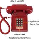 Traditional Red Landline Phone, Retro Corded Telephone Visible Ringing Indicator, Classic 2500 Analog Desk Phone, Vintage Corded Desk Telephone Large Button, Old Red Telephone Landline for School,Home