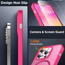 SPIDERCASE for iPhone 14 Pro Case, Magnetic Translucent Matte Case with 2PCS Tempered Glass Screen Protector Slim Phone Case for iPhone 14 Pro 6.1'', Hot Pink