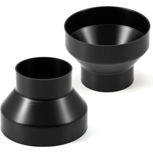 Therwen 2 Pcs 6 to 4 Inch Duct Reducer Increaser ABS Air Duct Adapter Fan or Dryer Vent Adapter HVAC Pipe Connector for Inline Ventilation System, 150 mm to 100 Mm (Black)