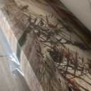 yearainnｮ Canvas Wall Art Sunset Lake Dock Fall Nature Picture 24" x 48" Old Wooden Bridge Reeds Birds Flying Shore Dusk Landscape Canvas Artwork for Bedroom Living Room Home Kitchen Office Wall Decor