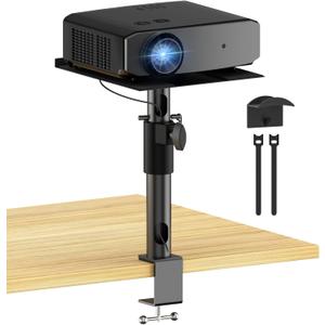Height/Tilt/Swivel Adjustable Desktop Projector Stand Table for Aurzen Nebula XGIMI VANKYO Jinhoo AuKing Epson and Most Projectors - Desk Projector Stand Clamp on Desktop Wr Headphone Holder, Single