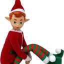 The Original Elf 12" Plush Christmas Elf Doll  Poseable Shelf Sitter with Flexible Dangling Legs  Perfect for Christmas Decorations, Toy Elf for Kids, Mini Elves, and Tree Topper (Boy) (White)