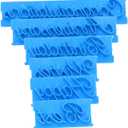 AUNMAS 6Pcs Cake Words Stamp, Happy Birthday Best Wishes Congratuation Anniversary Handwritten Letter Cutter Set for DIY Cake Cookies Pastry, Printed Stamp Bakery Supplies for Cake