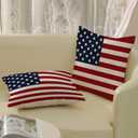 4th of July Pillow Covers 18x18 Independence Day Memorial Day Outdoor Decor Throw Pillows for Couch American Flag Patriotic Star and Stripes Pillowcase Decorative Cushion Case for Sofa Set of 2